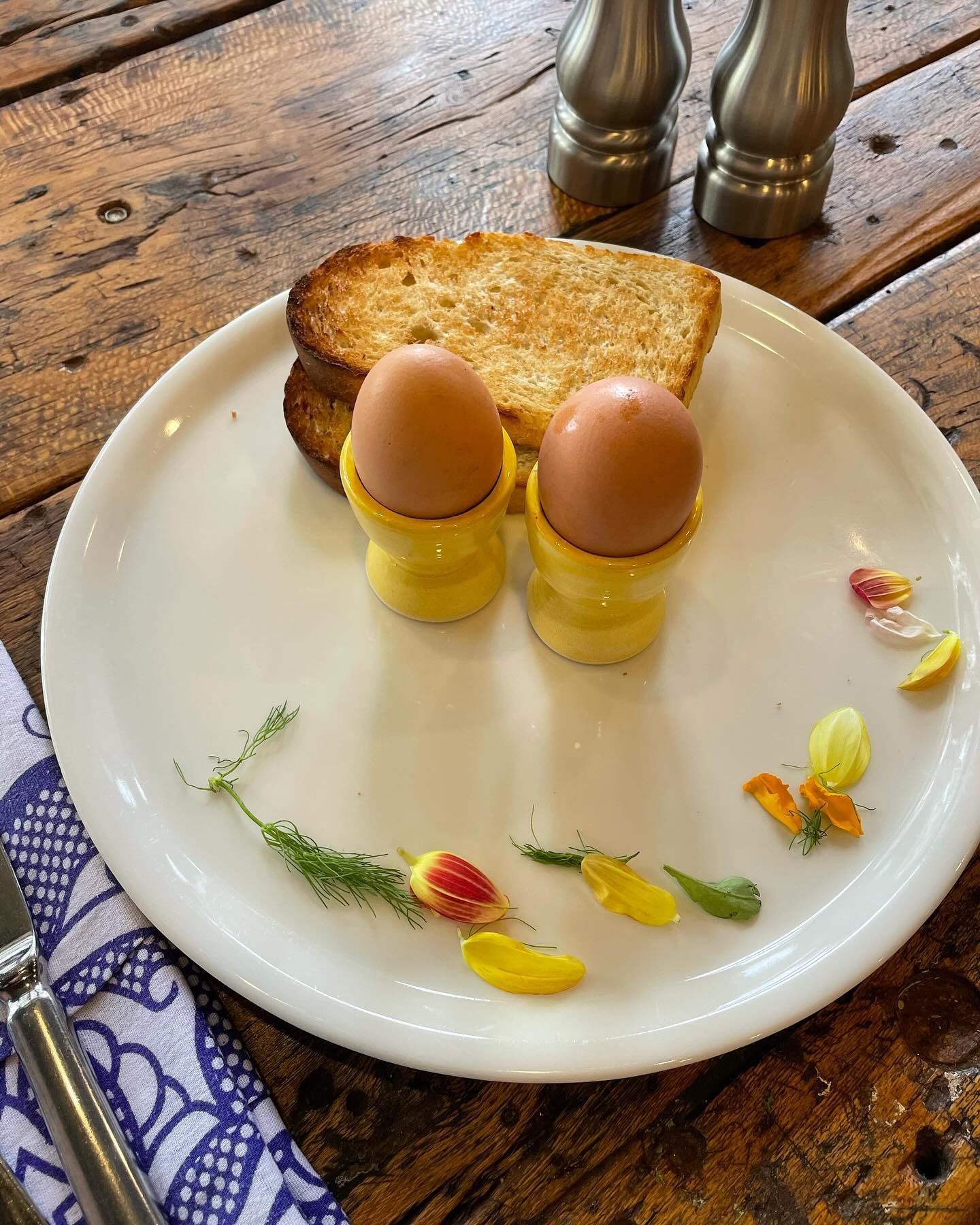 Starting the day with eggs fresh from the farm. Our chickens spend at least 6 hours a day free range all over the farm. Busy on pest control duty through the vegetables. #freerange #farmfresheggs #farmfresh #farmtotable #farmtofork #breakfast #eggs